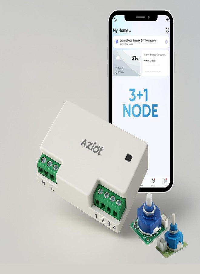 AZIOT 3+1 Fan Smart Switch - WiFi/Bluetooth Communication - Made in India - Timer Function - Works with Google Home and Amazon Alexa… (3+1 Node) - Image 1